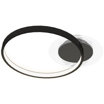 HOMCOM Lampă de tavan LED Modernă de 40W cu 2 Inele și Lumină Reglabilă, Negru | Aosom Romania