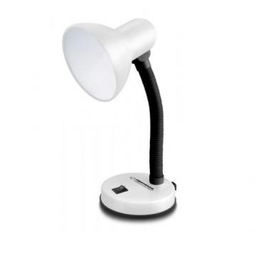 Lampa de birou cu brat flexibil, Esperanza ELD109W, 31cm inaltime, dulie E27, Alb