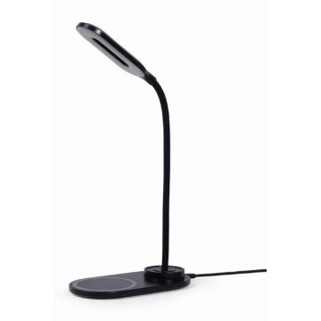 Lampa de birou LED Gembird TA-WPC10-LED-01, 10 W, Incarcare Wireless, 1.5m, Temperatura culoare 2893k-7072k (Negru)