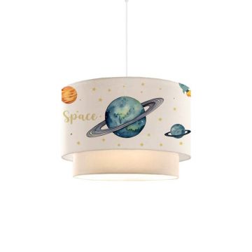 Lampa pentru copii Saturn, Pako World, Multicolor-Alb, 30x30x20 cm