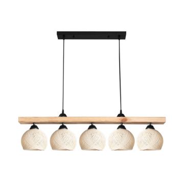 Lampa Salote, Pako World, E27, 5 becuri, Maro-Crem, 100x18x24 cm