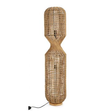 Lampadar Malabo, Bizzotto, D30x135 cm, 2 x E27, 40W, metal/hartie impletita, natural