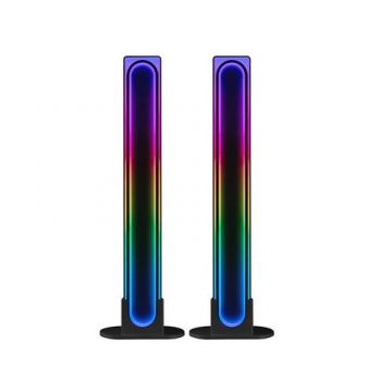 Lampi RGB ambientale Tracer Smart Vibe, Detectare sunet, 2.5Wx2, Bluetooth 5.0 si Wi-Fi, Telecomanda (Negru)