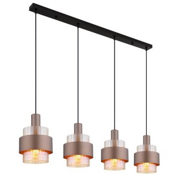 Lustra cu 4 pendule, Sticla Chihlimbar, Metal Bronz, MILLEY 15560-4HA GL