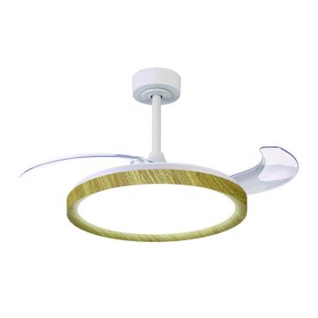 Lustra LED CCT cu ventilator si telecomanda MISTRAL aspect lemn MA-8827