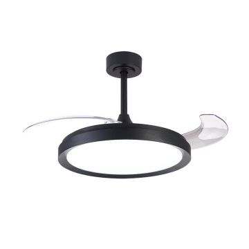 Lustra LED CCT cu ventilator si telecomanda MISTRAL negru MA-8828