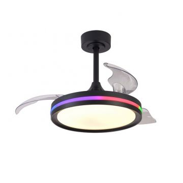 Lustra LED RGB CCT cu ventilator si telecomanda NORTH negru MA-8730