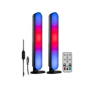 Set lampi RGB TRACER, 12 moduri de iluminare, control prin aplicatie, multicolor, 5V, 2,5W x 2 (Negru)