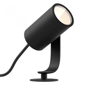Spot LED RGB exterior Philips HUE Lily, unitate de baza, 8W (50W), 230V, lumina ambientala alba si color 2200-6500K, 640 lumeni, durata de viata 25.000 de ore, clasa energetica A+, IP65