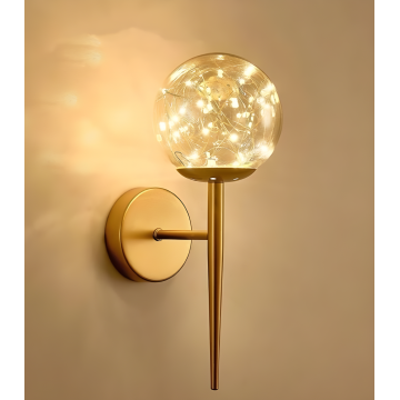 Aplica Aurie cu Design Elegant și Iluminare Sferică – O Piesă Distinsă pentru Interioare Moderne, Model DM3393-1