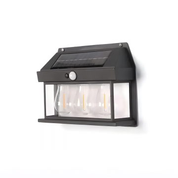 Aplică de Exterior Premium RFAN Neagră, cu Panou Solar și Senzor de Mișcare – Eleganță și Performanță în Iluminatul Exterior, Model 686035, IP65, Lumi