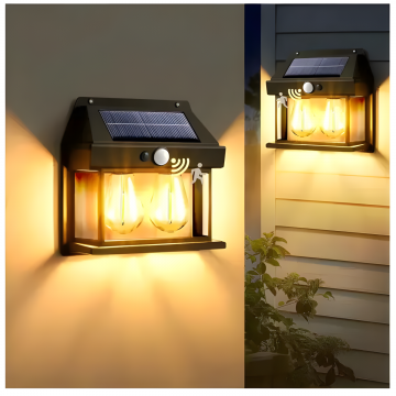 Aplica Exterioară RFAN cu Panou Solar și Senzor de Mișcare, Neagră, IP65 – Design Elegant și Iluminare Caldă, Model 686034