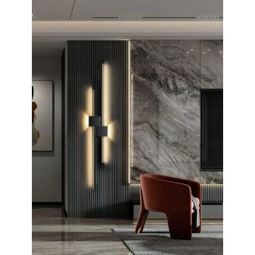 Aplica LED modernă DM Living, Model DM199-2 – Design Geometric și Finisaj Negru pentru Iluminat Contemporan și Eficient