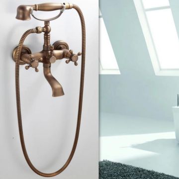 Baterie Duș cu Pară și Furtun Bronz Antichizat – Design sofisticat și confort maxim pentru o experiență de duș premium.