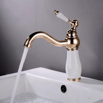 Baterie Lavoar Auriu cu Alb Model WZY/322 – Accente Elegante și Design Modern pentru Baie