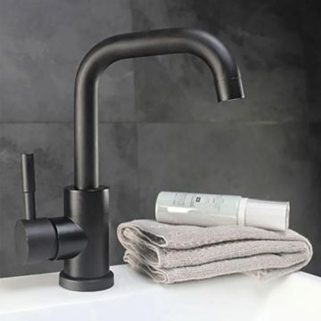 Baterie Lavoar cu Conductă Rotativă, Negru Model LY008C – Design Modern și Funcționalitate Versatilă pentru Baia Ta