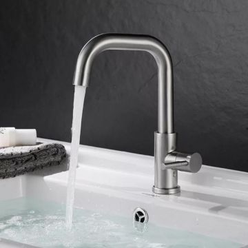 Baterie Lavoar Inox Satinat, Model MP007 – Eleganță și Funcționalitate pentru Baia Ta Modernă