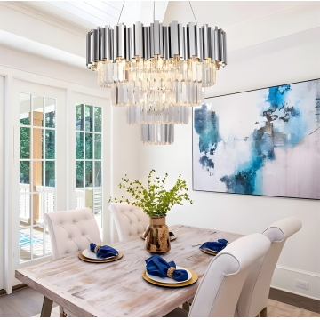 Candelabru Cristal Glory 400 – Luxos și Elegant, Crom, DM8011 – O alegere splendidă pentru un ambient rafinat.