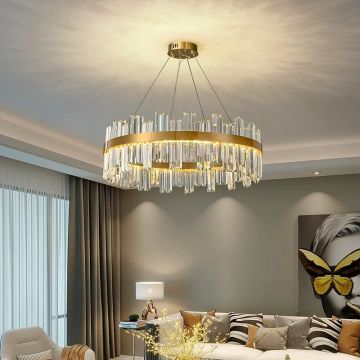 Candelabru LED DM Living, Model DM-H98347/400, Textura Cristal, Metal, 64W, Auriu