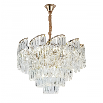 Candelabru Modern cu Cristale de Lux, Model DM382/500, Auriu – Glamour și Rafinament pentru Un Decor Distins