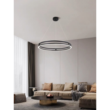Candelabru modern de lux, 60cm, stil inelar – DM3848/600 Negru – Design elegant și iluminare rafinată pentru un decor sofisticat.