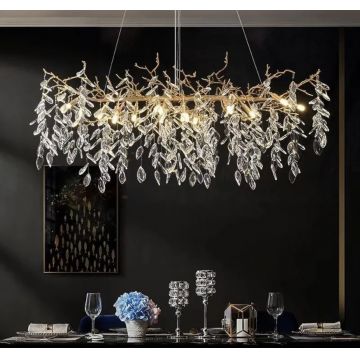 Candelabru Modern LED cu Cristale, Ideal pentru Dining și Living, DM27070/1200 Auriu – Eleganță și iluminare deosebită pentru un decor sofisticat.