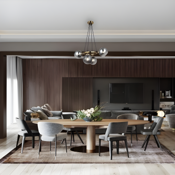 Candelabru Suspendat Elegant cu 4 Globuri LED și Accente Aurii – Design Modern pentru Spații Distincte, Model DM2271-4