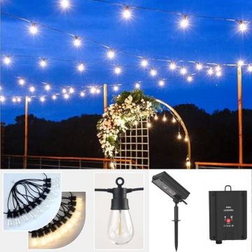 GHIRLANDA SOLARA 6.5M 10 BECURI 2700K BAT 3.7V 1200mAh PANOU SOLAR 5V 1.2W