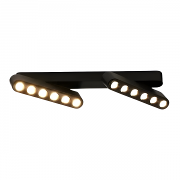 Grilă LED Dublă Reglabilă, Sina Magnetică Aplicată, 12W, Lumina Neutră, Model 2LM-S5, Negru – Design Funcțional și Estetic