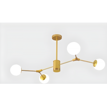 Lustră Auriu/Alb cu Design Asimetric în Stil Nordic – 4 Surse de Iluminare pentru Un Ambient Modern, Model DM2416/4