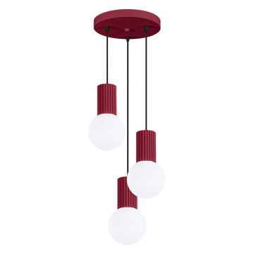 Lustră burgundy cu abajur din sticlă ø 25 cm Orbital – Nice Lamps