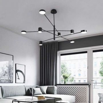 Lustră cu 8 Surse de Iluminare și Brațe Negre, DM3851/4+4 Negru – Perfectă pentru Un Stil Modern și Funcțional