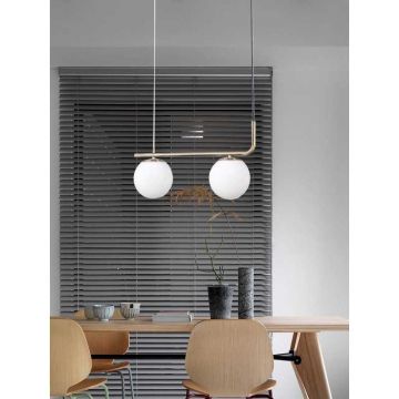 Lustra cu Glob Alb Fasung E27 x 2