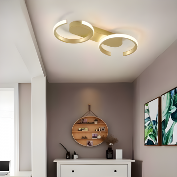 Lustră de Lux Aurie DM-G4098/2 GD, 47CM – Telecomandă wifi 2.4G cu 3 Opțiuni de Lumină și Intensitate Ajustabilă