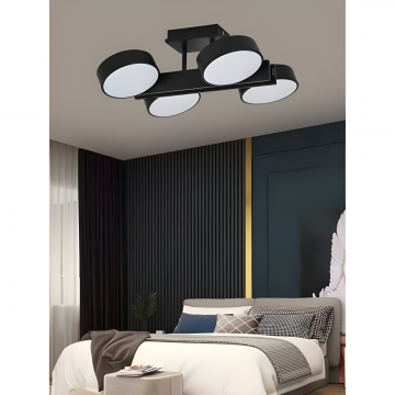 Lustră de Lux LED Neagră, 4x12W, cu Telecomandă WiFi 2.4G – Lumină Rece/Calda/Neutră DM8836/4