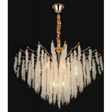 Lustră Decorativă cu Cristale Rectangulare, 800x850mm, Design Elegant, DM6698/800 Auriu – Perfectă pentru iluminatul și decorul sofisticat al oricărui