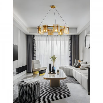 Lustră elegantă, design metalic pentru un decor rafinat, 60cm, Auriu, DM01-6/600C – O alegere perfectă pentru a adăuga un strop de strălucire oricărui