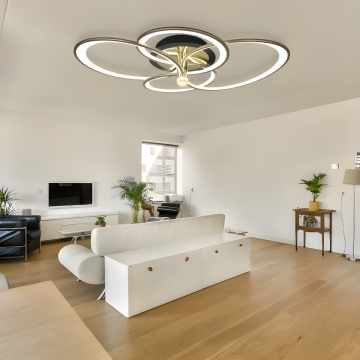 Lustră LED Asimetrică cu Design Contemporan, Model DM80003-4, Negru/Auriu – Eleganță și Originalitate pentru Orice Spațiu