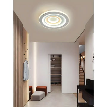 Lustră LED, aspect glamuros, Alb, 3 Tipuri de Lumină, 92W, Model DM9116-300, iluminat impecabil pentru orice încăpere.