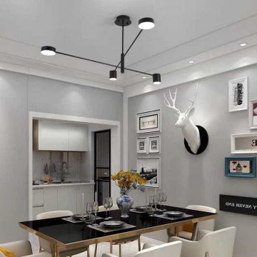 Lustra LED cu Telecomanda wifi 2.4G cu lumina/rece/calda/neutra intensitate reglabila DM-G4109 Negru