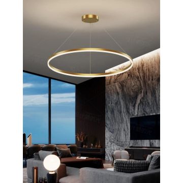Lustra LED D80CM Minimalist Ring cu Telecomanda wifi 2.4G Auriu lumina/ rece / calda/ neutra intensitate reglabila DM5205-800 GD