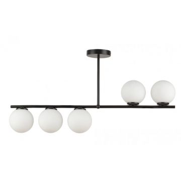 Lustră LED de Lux Gold Modernă Nordică cu 5 Bile Albe, Model DM8868-5 – Iluminat Elegant pentru Spații Contemporane