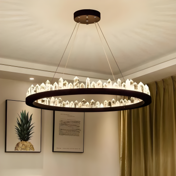 Lustră LED din Cristal, D40cm, cu Telecomandă WiFi 2.4G – Lumină Rece/Calda/Neutră, Intensitate Reglabilă DM-G4106/400