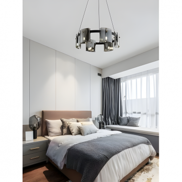 Lustra LED Elegantă cu Detalii Metalice, 60cm, Model DM01-6/600C, Negru – Lux și Funcționalitate într-un Singur Element