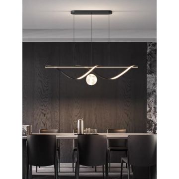 Lustră LED Elegantă cu Telecomandă WiFi 2.4G, Lumină Reglabilă Rece/Calda/Neutră, 100cm, Iluminare Premium și Stil Contemporan DM-G4126  Negru