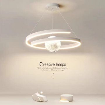 Lustră LED Elegantă cu Telecomandă WiFi 2.4G, Lumină Reglabilă Rece/Calda/Neutră, 120cm, Iluminare Premium și Stil Contemporan DM-G4125 Alb
