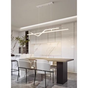 Lustră LED Elegantă cu Telecomandă WiFi 2.4G, Lumină Reglabilă Rece/Calda/Neutră, 120cm, Iluminare Premium și Stil Contemporan DM-G4125 WH
