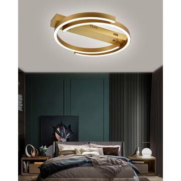 Lustra LED Minimalist cu Telecomanda wifi D50CM 2.4G lumina/rece/calda/neutra intensitate reglabila DM-G4250 Auriu