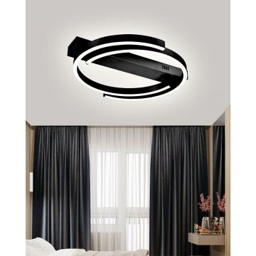 Lustra LED Minimalist cu Telecomanda wifi D50CM 2.4G lumina/rece/calda/neutra intensitate reglabila DM-G4250 Negru