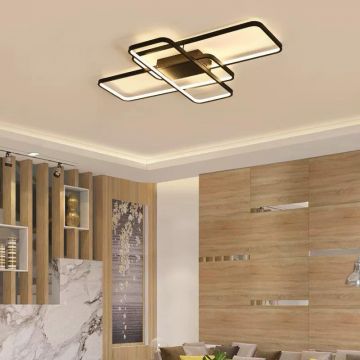 Lustra LED Model DM-R9160/3MB, Cu Telecomanda, 3 Tipuri De Lumina, Intensitate Reglabila, 68W, Negru
